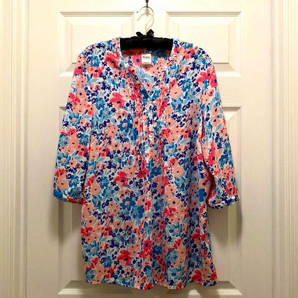 Very pretty pink and blue flowered shirt from Blair.